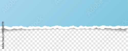 vector blue colored torn paper banner with ripped edges with space for your text on transparent background