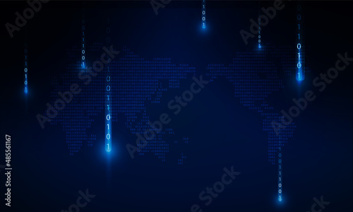 Abstract a stream of binary code numbers on the monitor are the computer matrix. Hitech communication concept innovation background, vector design
