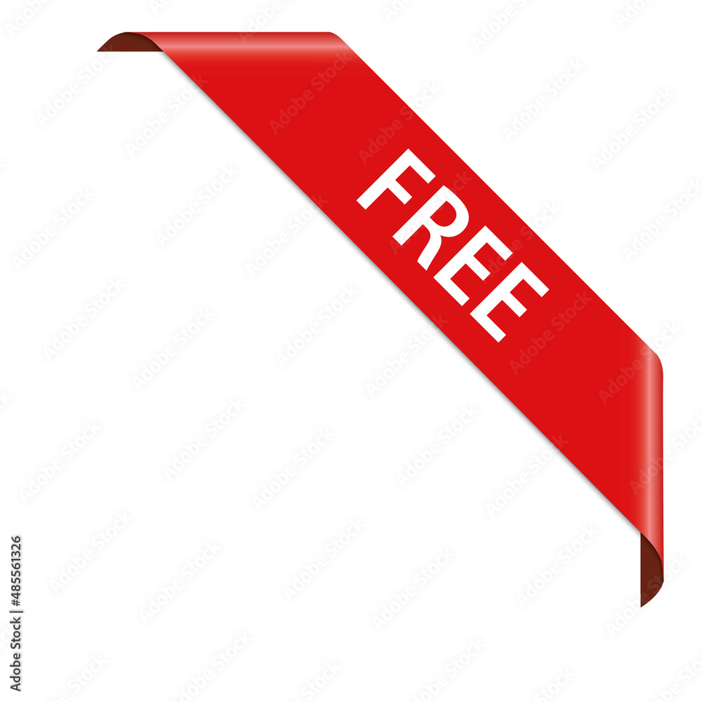 FREE vector illustration of red corner ribbon banner on white