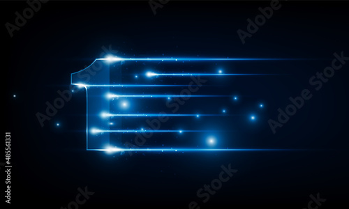 High speed concept. number one in the form of Arrow Light out technology background Hitech communication concept innovation background, vector design