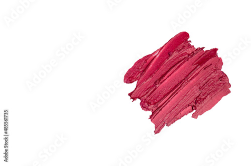 Obraz na płótnie Smear of red, scarlet, lipstick on a white background w salonie