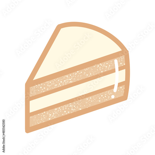 Vanilla layers cake with white shinny. Hand drawn flat cartoon vector illustration isolated on white background	