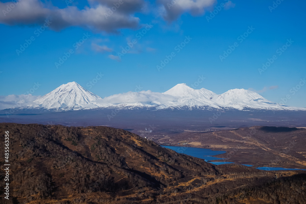 Snow covered volcanoes of Kamchatka