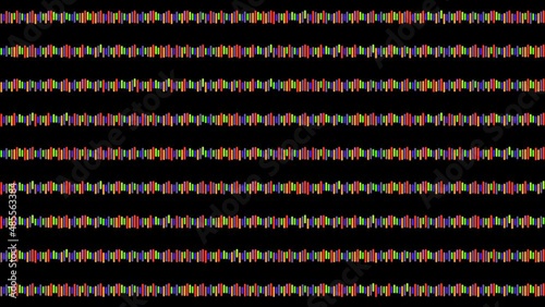 Animation of movement of colored bars. Bright changing colors of neon hues. Loop able. White background and transparent with alpha channel. Color noise overlay concept, glitch.