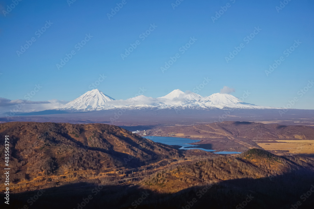Snow covered volcanoes of Kamchatka
