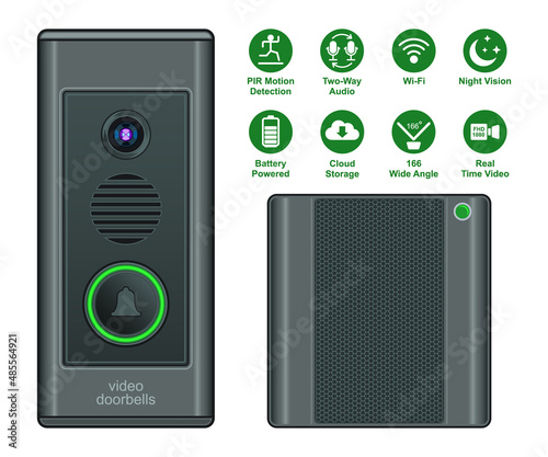 video doorbells realistic cartoon isolated white background