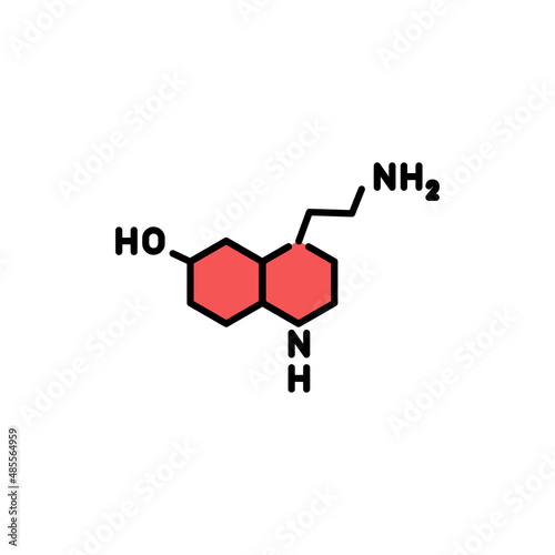 Serotonin formule color line icon. Pictogram for web page