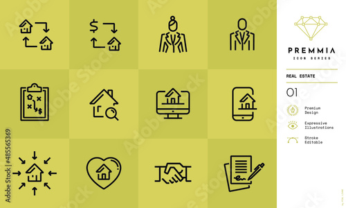 PREMMIA - Real Estate Vector Icons With Stroke Editable