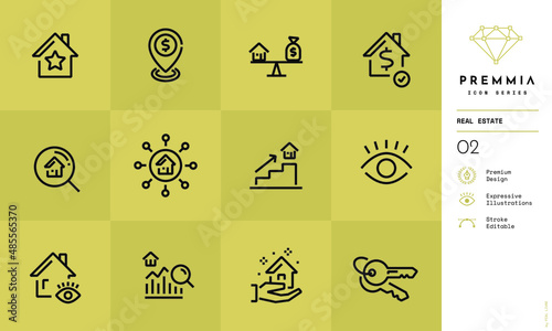 PREMMIA - Real Estate Vector Icons With Stroke Editable