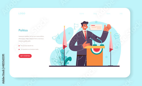 Political scientist web banner or landing page. Studying of political ideas