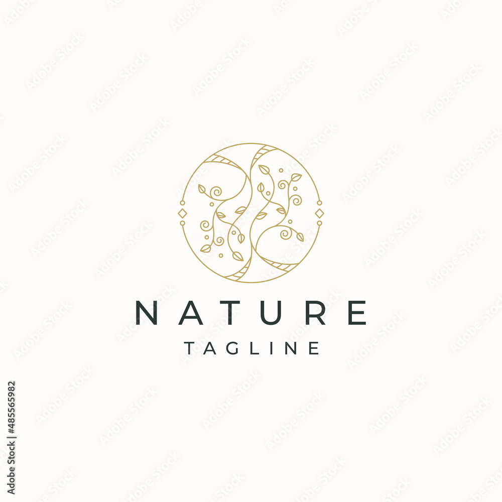 Luxurious Nature, leaf, tree or flower botanical logo icon design template flat vector Luxurious Nature, leaf, tree or flower botanical logo icon design template flat vector