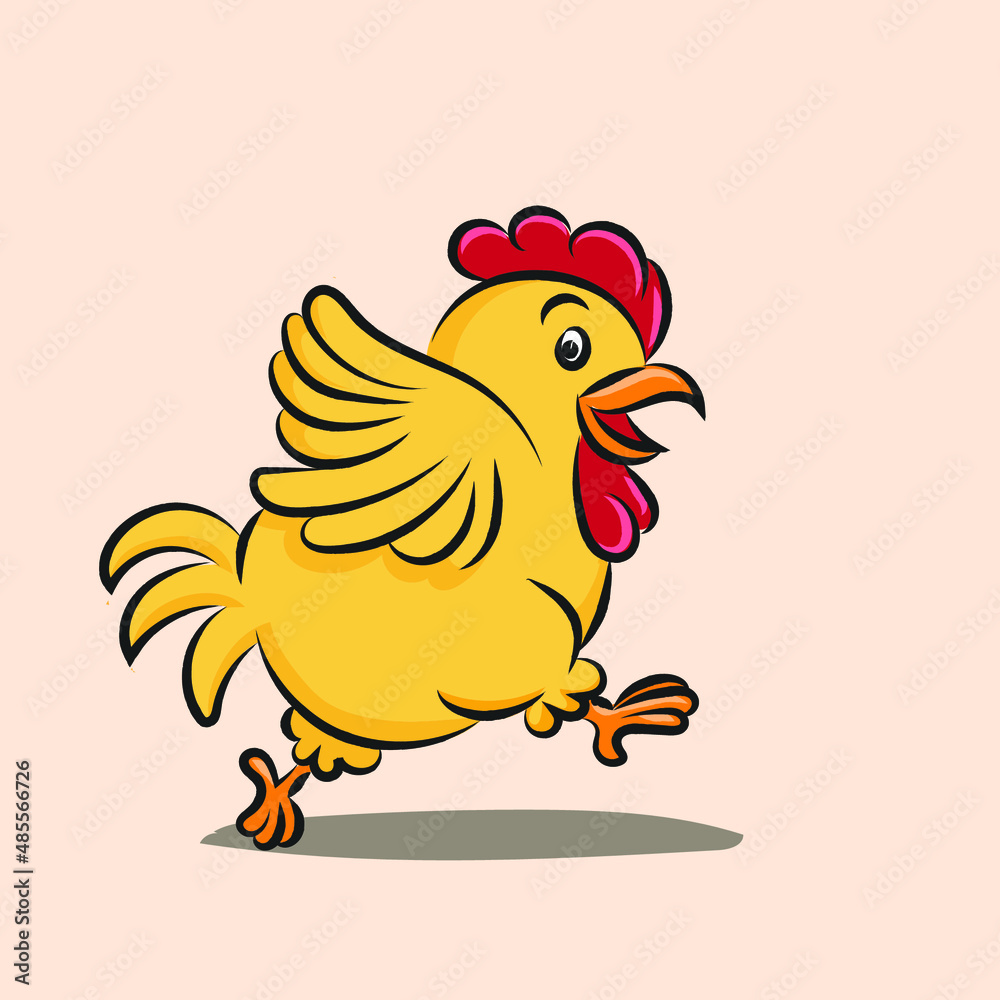 Cute and funny colorful farm rooster, chicken,cock, cockerel, cartoon vector illustration.