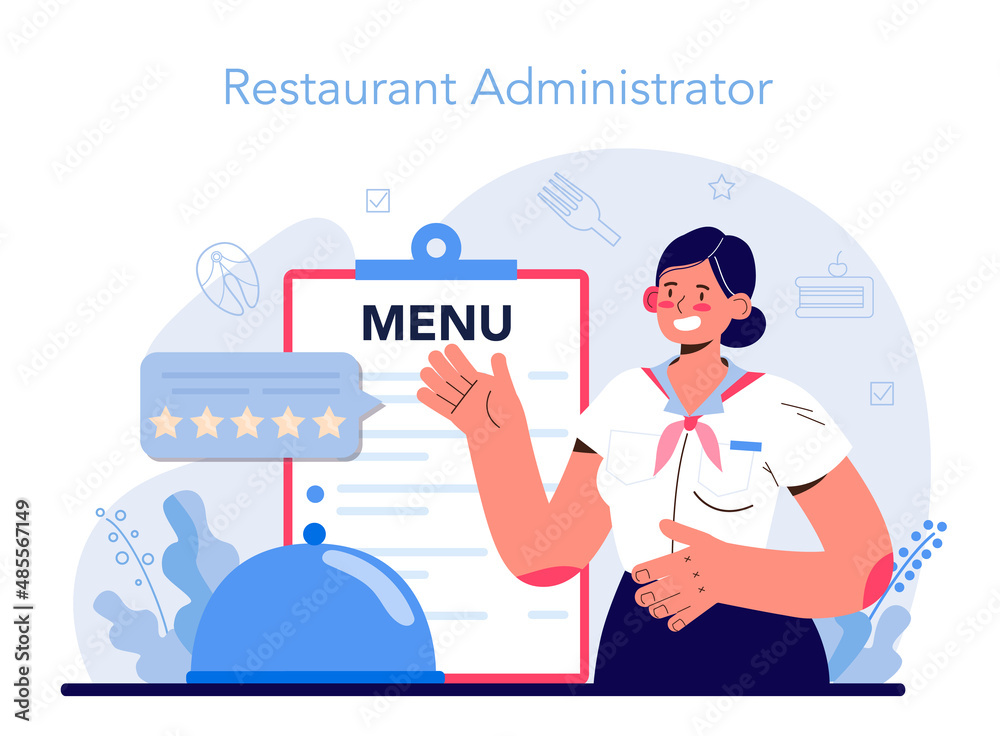 Restaurant concept. Caffe employees and administration. People having Restaurant concept. Caffe employees and administration. People having