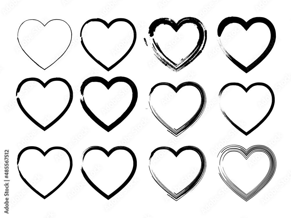 Grand ensemble de coeurs. Éléments de design pour la Saint-Valentin. Formes de coeur illustration vectorielle. Isolé sur fond blanc 