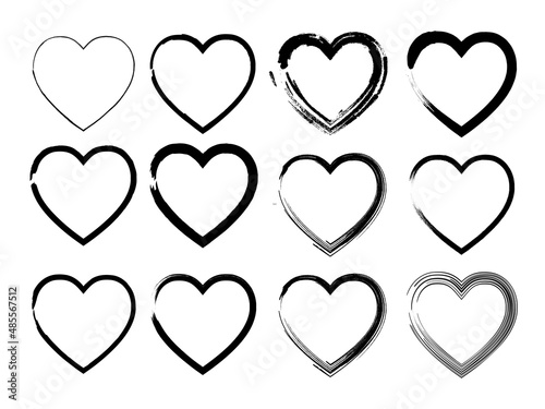 Grand ensemble de coeurs. Éléments de design pour la Saint-Valentin. Formes de coeur illustration vectorielle. Isolé sur fond blanc 