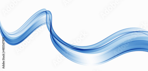 Blue swirl flow of transparent lines.Blue wave flow background.Wave blue object for design. photo