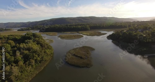 Drone Shoot over a river near Valdivia City, Chile  photo