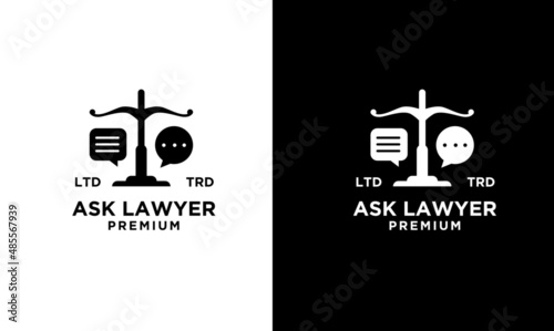 justice law talk firm logo icon design illustration