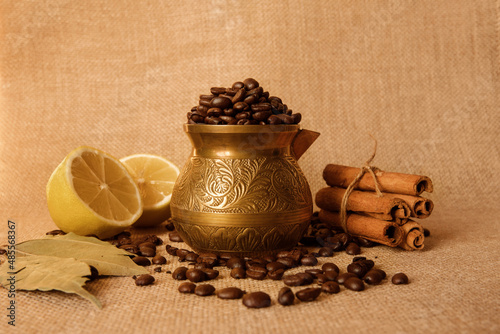 coffee beans and cinnamon