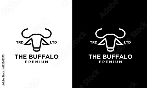 simple line buffalo head logo design