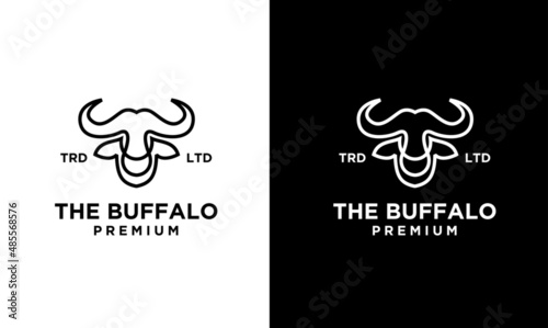 simple line buffalo head logo design