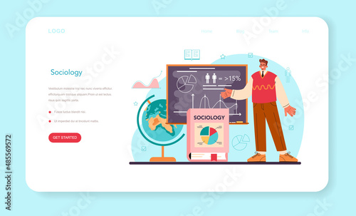 Sociologist web banner or landing page. Scientist study of society,