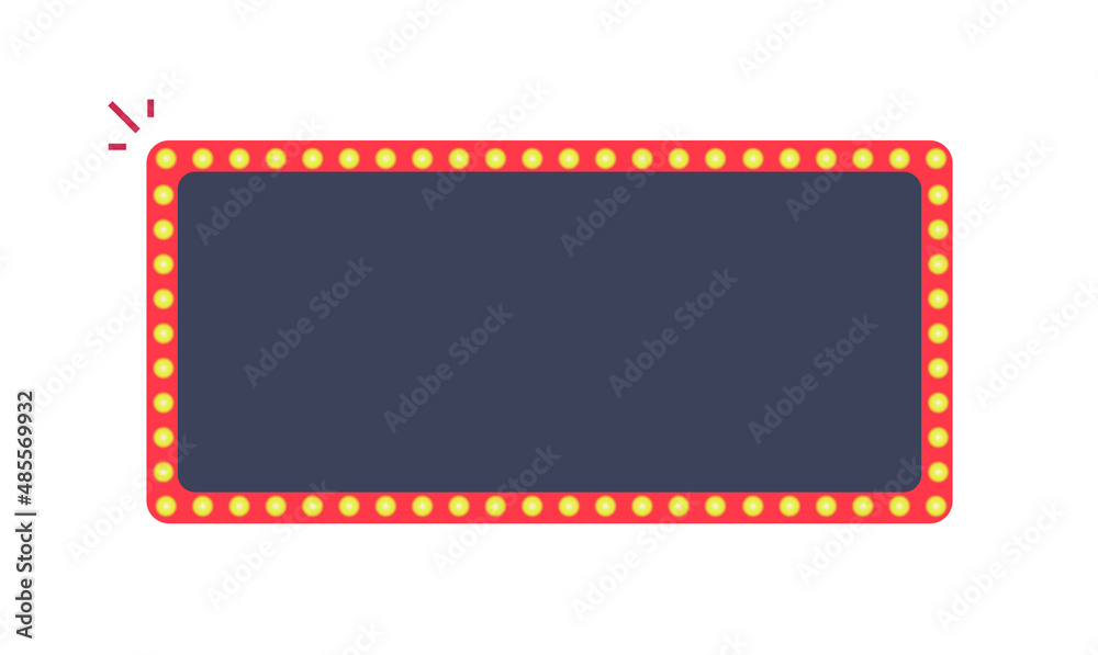 Light show frame for casino game banner vector isolated or glowing lamp bulb border for marquee flat cartoon illustration, cinema rectangle sign board or winner prize retro vintage billboard clipart