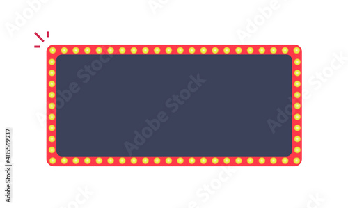Light show frame for casino game banner vector isolated or glowing lamp bulb border for marquee flat cartoon illustration, cinema rectangle sign board or winner prize retro vintage billboard clipart