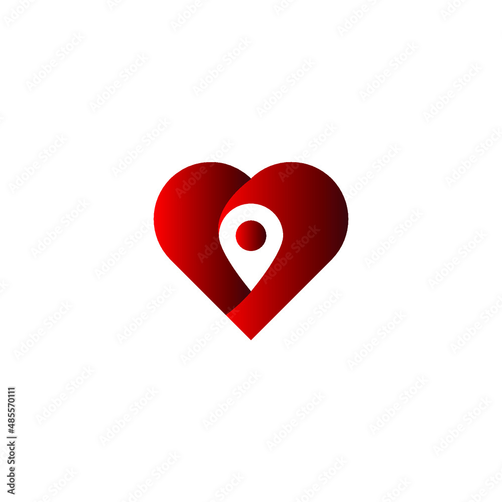Red heart icon on white background love logo Red heart icon on white background love logo