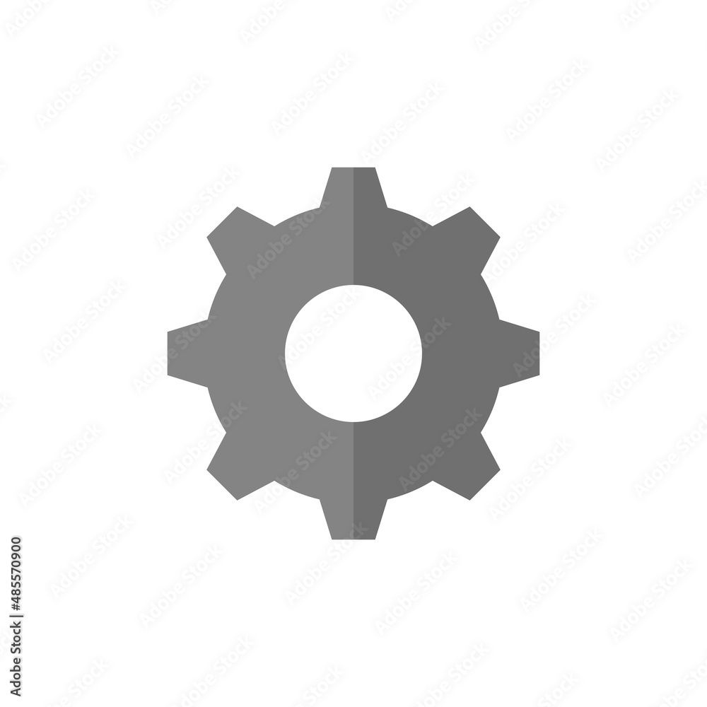 Gear grey flat vector icon