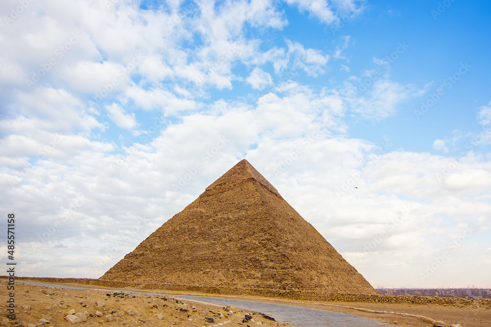 The Great Pyramid of Chephren (also known as Pyramid of Khafre). It is the second-tallest and second-largest of the Ancient Egyptian Pyramids of Giza, Cairo, Egypt. The Great Pyramid of Chephren (also known as Pyramid of Khafre). It is the second-tallest and second-largest of the Ancient Egyptian Pyramids of Giza, Cairo, Egypt.