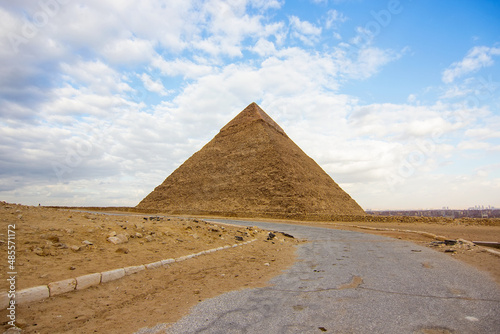 The Great Pyramid of Chephren  also known as Pyramid of Khafre or Khafra . It is the second-tallest and second-largest of the Ancient Egyptian Pyramids of Giza  Cairo  Egypt.