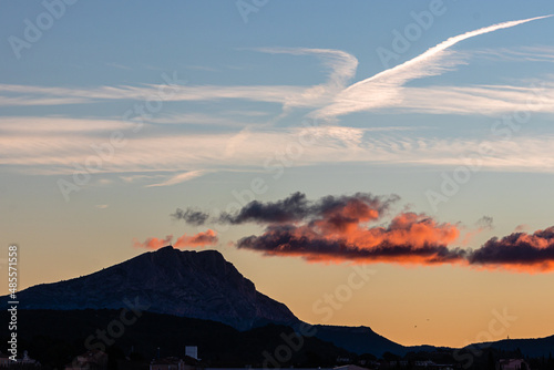 the Sainte Victoire mountain in the light of a winter morning