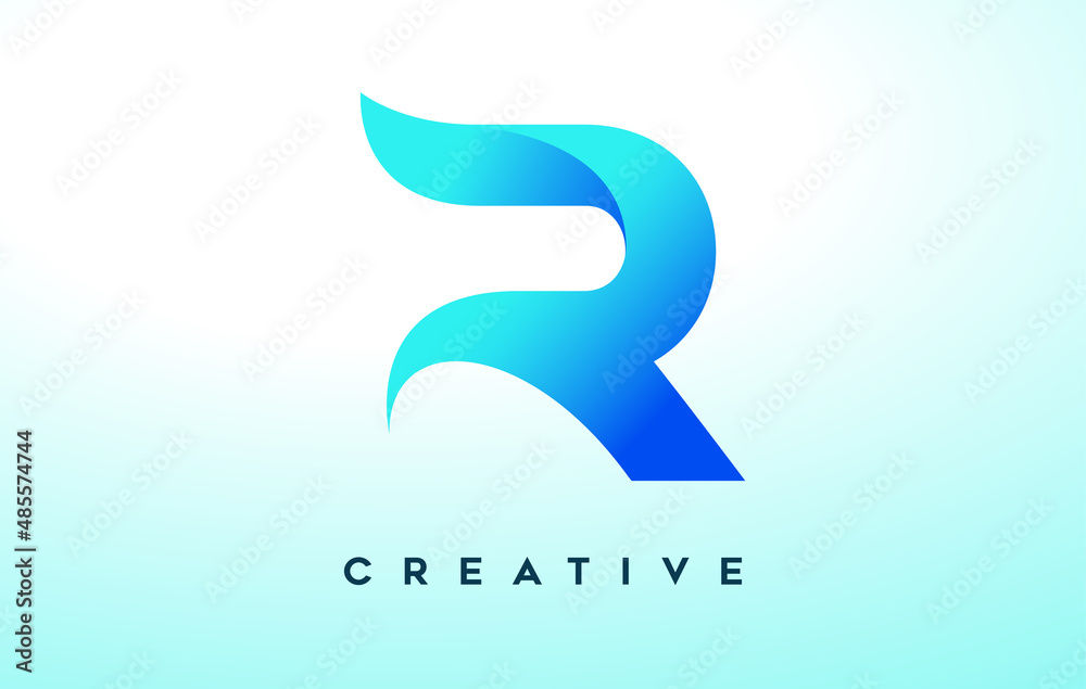 Blue R Letter Logo Design with Stylized Look and Modern Design for Business Company Logo Blue R Letter Logo Design with Stylized Look and Modern Design for Business Company Logo
