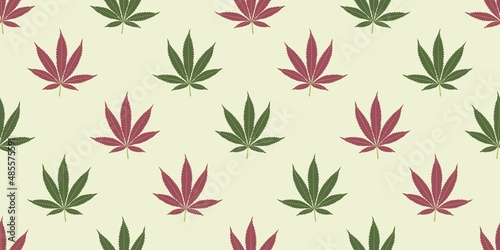 Seamless marijuana background with geometric leaves pattern