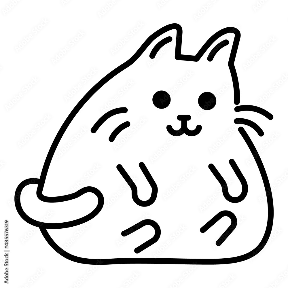 Fat Cartoon Cat Flat Icon Isolated On White Background Fat Cartoon Cat Flat Icon Isolated On White Background