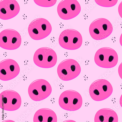 Cartoon illustration of pig noses. seamless pattern. can be used for wallpaper, wrapping paper, nursery interior, apparel, fabric, textile, background, cover