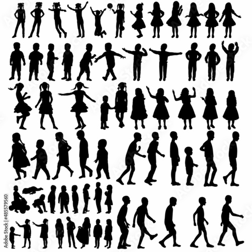 people set silhouette ,on white background, vector