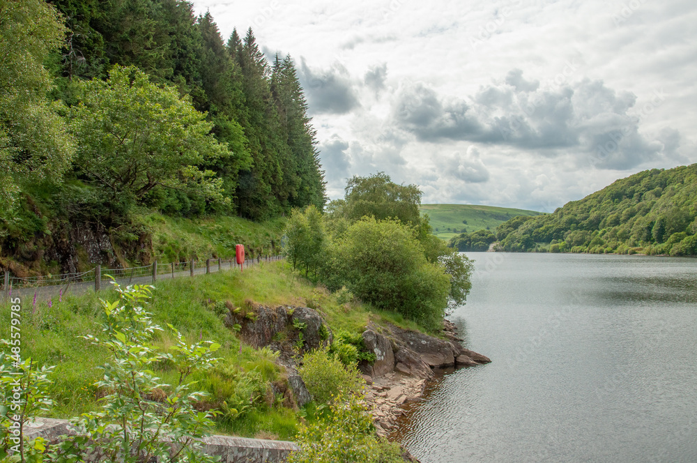 Obraz premium Elan valley and the Rhayader dams countryside in the summertime.