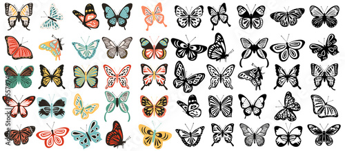 butterflies in flat design set