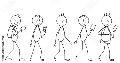 figure walking people ,contour, vector