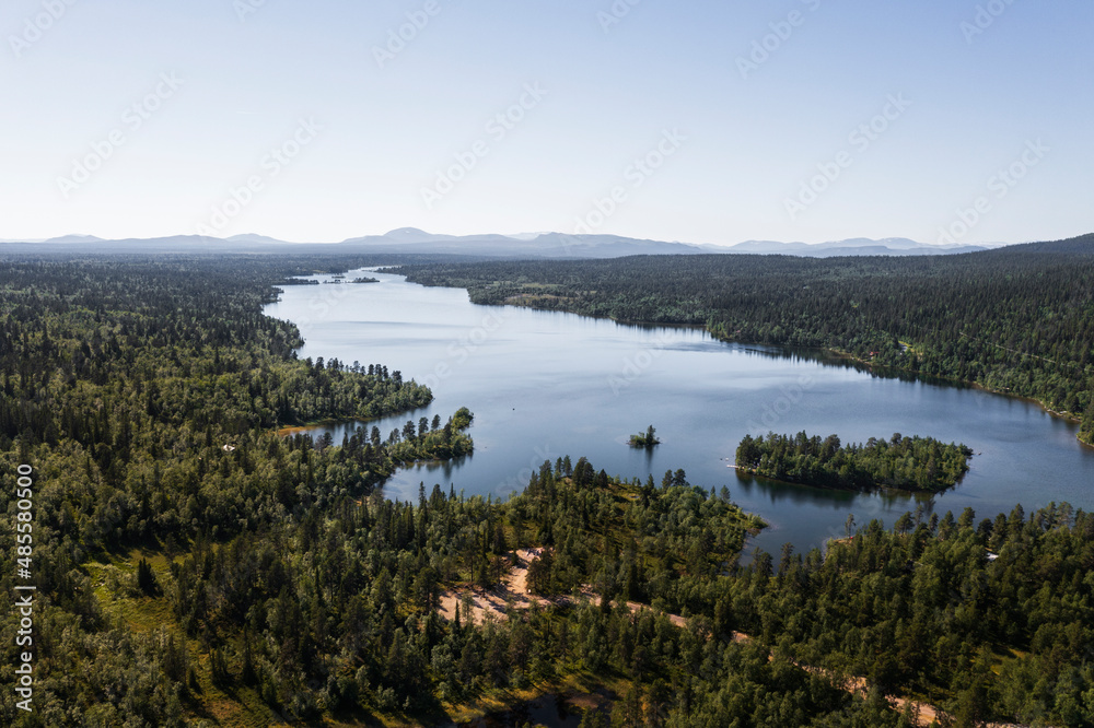 High angle view of landscape with lake High angle view of landscape with lake