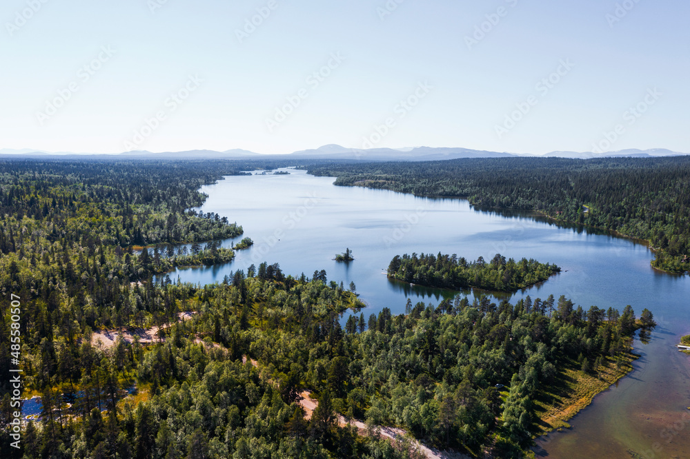 High angle view of landscape with lake High angle view of landscape with lake