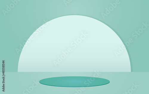 Mint green geometrical background with a product podium. Minimal 3d rendering.
