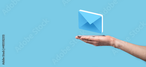 Email marketing and newsletter concept.Contact us by newsletter email and protect your personal information from spam mail concept.Scheme of direct sales in business. List of clients for mailing.