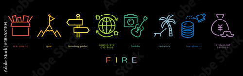 FIRE　ネオンカラーのラインアイコン