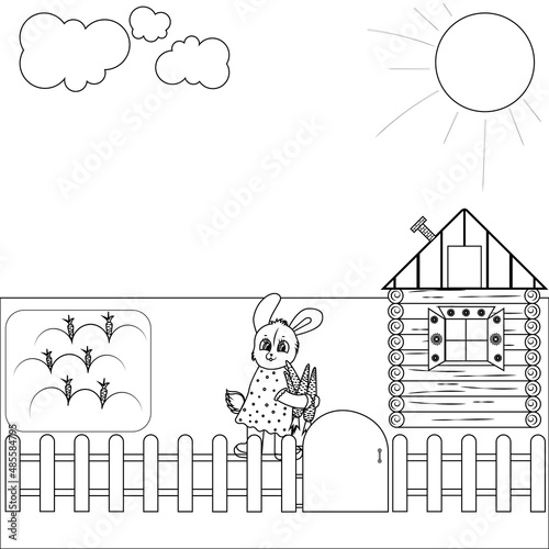 Children's coloring book with a hare.
