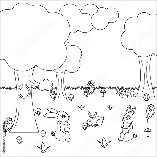 Children's coloring book with a hare