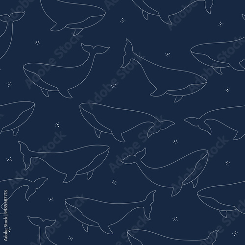 Photography Whales line seamless pattern