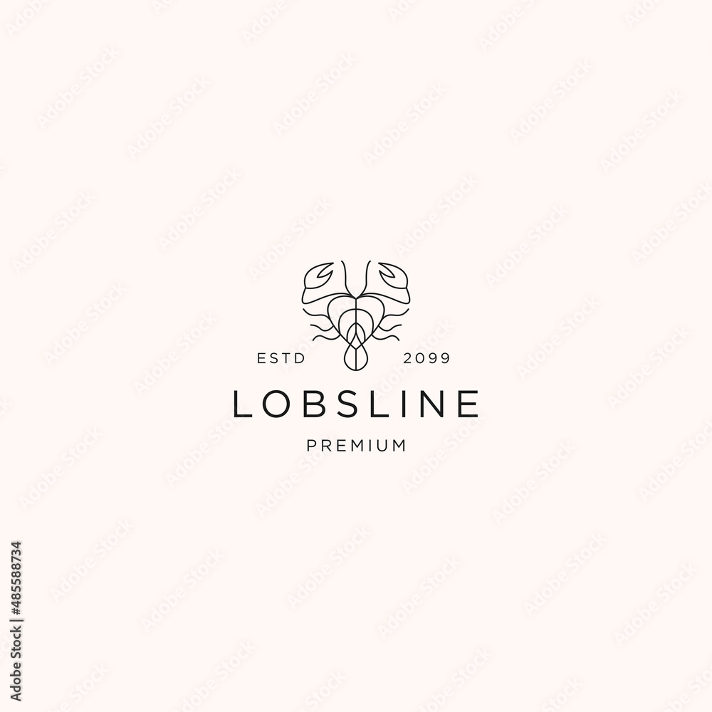 Lobster line style logo icon design template flat vector Lobster line style logo icon design template flat vector